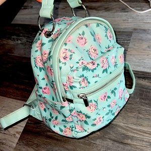 Mint and Pink Roses Mini Baby Backpack